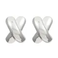 Polierte silberne Edelstahl X-Ohrstecker in einem minimalistischen Modestil für Damen - Kreuz (N-1073)