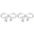 Polierte silberne Edelstahl-Schleifen-Ohrstecker mit glänzendem Hochglanz-Finish für Damen - Wide Bowknot (3725)