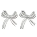 3D Schleifen-Ohrstecker aus poliertem silbernem Edelstahl im modernen Design - 3D Bowknot (9793)