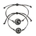 Verstellbare Sonnen- und Mond-Armbänder im Vintage-Ethno-Stil für Paare, gewebt - Sonne und Mond Stil (Nicht leuchtend) / Silber Schwarz Stil