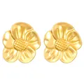 Schicke 18K vergoldete Edelstahl-Ohrstecker in Form von fünfblättrigen Blumen - Runde Blume (N-1075)