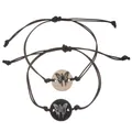 Dreiteiliges verstellbares schwarzes Armbandset mit gravierten Schmetterlingsanhängern - Schmetterling Muster Stil (Nicht leuchtend/A-1147) / Schwarz