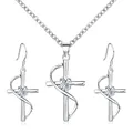 Elegante set di gioielli a farfalla in argento con collana ed orecchini con zircone - Set Solitario Croce Curva (7457)
