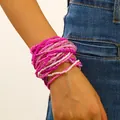 Handmade gradient pink seed bead elastic bracelets set with bohemian stacked style - 02 Pink (30-Piece Set)(Z-137) / 30 Pieces/Pack