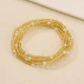 Mehrlagiges Boho-Fußkettchen mit goldenen Perlen und Perlen für den Strand - 12 Gold (3745) / Mehrlagiges Paket