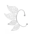 Ear cuff a foglia d'argento traforata con strass scintillanti e design vintage - Orecchio Destro (2673) / Argento