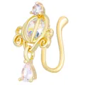 Gold U-shaped non-piercing nose ring featuring a pumpkin carriage set with white zircon - Ball Style (3697) / KC Gold