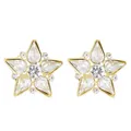 Elegant gold star stud earrings with teardrop crystals and brilliant rhinestone pavé - Light KC Gold (A-498)