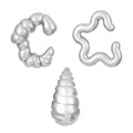 Three-piece set of silver metallic ear cuffs including star and spiral designs - Five-Pointed Star Wave Set (N-801) / White K / Silver