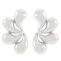 Pendientes de gota plateados con textura de ondas y acabado de espejo pulido para mujer - Estilo de Gota de Ala Abstracta Plateado (N-1144)