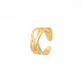 Anello regolabile in acciaio inossidabile dorato con design a stella marina a tre strati - Rete Vuota (N-1103)