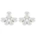Silver multi-drop fan shaped earrings in high-polish finish for a modern look - 08 Silver Water Drop Cluster (N-1138)