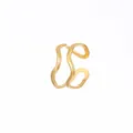 Ear cuff a doppio strato dorato con motivo a onde in acciaio inossidabile lucido - Vuoto Centrale (N-1100)