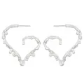 Elegant liquid metal silver heart earrings with irregular lava design for women - Heart Style (3749) / Silver