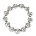 Collana girocollo con perle metalliche sfaccettate e sfere argentate riflettenti geometriche - Bracciale in Grani Sfaccettati (K-1096) / Argento