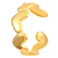 Anello aperto regolabile in acciaio inossidabile dorato con cuori collegati e finitura lucida - Cuore (10550)