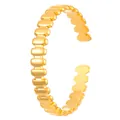 Anello aperto regolabile in acciaio inossidabile dorato con trama cilindrica a coste - Striscia Verticale (10549)