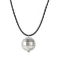 Collana con pendente a sfera d'argento sfaccettata e cordino intrecciato nero - Collana con Pendente a Sfera Sfaccettata (11436) / Argento