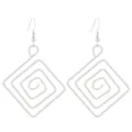 Exaggerated square spiral hollow earrings in silver geometric minimalist design - Square Style (4494) / Silver