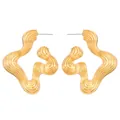 Elegant gold irregular liquid-style earrings with wavy texture and artistic design - Wave Irregular Earrings (A-1328) / KC Gold