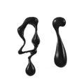 Elegant asymmetrical liquid-style earrings in a matte black finish with organic shapes - Matte Black (11386)