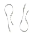Elegant liquid metal silver twisted earrings with minimalist abstract flowing design - Abstract Streamline Style (M-085) / Silver