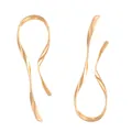 Elegant gold twisted abstract earrings with irregular liquid design in polished finish - Abstract Streamline Style (M-082) / KC Gold