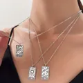 Vintage zilveren tarotkaart kettingset met gegraveerde zon maan en ster hangers - Vintage Tarot Zon Maan Ster Ketting Set (G-571)