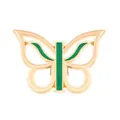 Gothic butterfly stud earring in gold metal with emerald green enamel details - Enamel Butterfly Brooch (6156) / KC Gold
