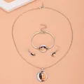 Silbernes Schmuckset mit American Football Print inklusive Halskette, Armband und Ohrringen - Rugby-Schmuckset / Silber
