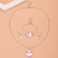 Baseball Schmuckset mit Halskette, Armband und Ohrringen in weiß-roter Ausführung - Baseball-Schmuckset / Silber