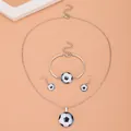 Fußball-Schmuckset mit Halskette, Armband und Ohrringen mit klassischem Ballmuster - Fußball-Schmuckset / Silber
