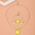 Tennis Schmuckset mit gelbem Acryl Anhänger Halskette Armband und Ohrringen - Tennis-Schmuckset