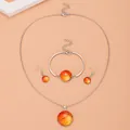Trendiges silbernes Sport-Schmuckset mit Basketball-Print Halskette Armband Ohrringen - Basketball-Schmuckset
