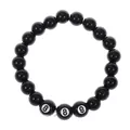 Schwarzes Perlenarmband mit aufgedruckter Nummer 8 Sportanhängern aus Acryl und Glas - Schwarzes Billard Nr. 8 Perlenarmband