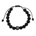 Verstellbares schwarzes Perlenarmband mit weißem Billardkugel-Detail Nummer 8 Design - Schwarzes Billard Nr. 8 verstellbares Perlenarmband