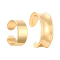 Μινιμαλιστικό σετ χρυσών ear cuff με πλατιά επίπεδα και κυματιστά σχέδια χωρίς τρύπημα - Χρυσό Μινιμαλιστικό Στυλ (N-999)