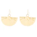 Bohemian sunflower raffia woven earrings in a fan-shaped design with gold hooks - Fan Shaped Semicircle Rattan Style (6257)