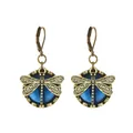 Vintage Libellen-Ohrringe mit blauen Edelsteinen in antikem Messing-Finish - Antikbronze Libelle Ohrringe