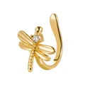 Minimalistischer goldener Libellen-Ohrclip mit Kristall, U-förmiger Schmuck ohne Ohrloch - Goldene Libelle Clip