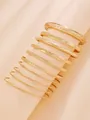 11-piece gold alloy bracelet set with hollow diamond and twisted texture designs - Gold (9179)
