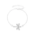 Libellen-Fußkettchen für Damen in Silber mit eleganten Perlen und verstellbarer Kette - Silbernes Libellen-Perlenarmband