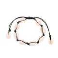 Bohemian adjustable hand-woven black cord bracelet with natural white cowrie shells - Black Shell