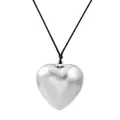 Gepolijste zilveren hart hanger ketting met een minimalistisch zwart koordje - Dun Zwart Touw Stijl (01 Wit K (Dun)) / Zilver