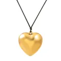 Minimalistische gouden hart hanger ketting met gepolijste afwerking op zwart koord - Dun Zwart Touw Stijl (02 KC Goud (Dun)) / Goud
