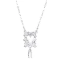 Gothic punk silver heart pendant necklace with white water drop stone and chain - White K Moonstone Heart Necklace (N-186)