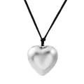 Minimalistische zilveren hartjesketting met glanzende afwerking en zwart koordje - Dik Zwart Touw Stijl (03 Wit K (Dik)) / Zilver