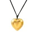 Gepolijste gouden 3D hart hanger ketting met zwart fluwelen koord voor dames - Dik Zwart Touw Stijl (04 KC Goud (Dik)) / Goud