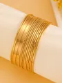Set of 20 stackable gold alloy bracelets with polished and textured beaded finishes - Gold (A-179)