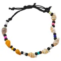 Bohemian woven rope bracelet with colorful beads and natural spiral shells in black finish - Colorful Conch